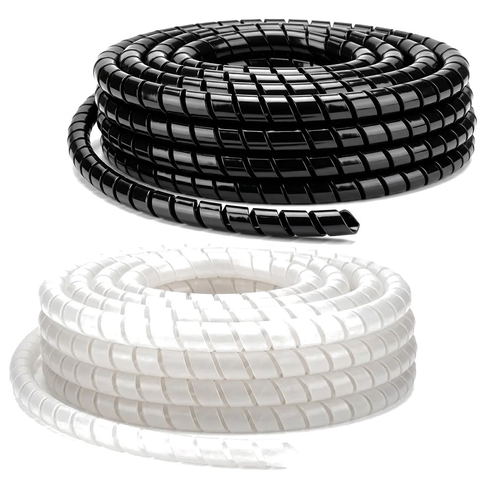 Spiral Wrap Cable Sleeving, Expandable, Black & Clear Wire Harness-Marine-Auto